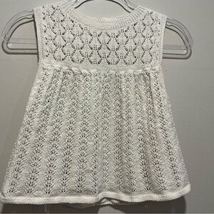 Zara Girl White Knitted Sleeveless Top Size: S